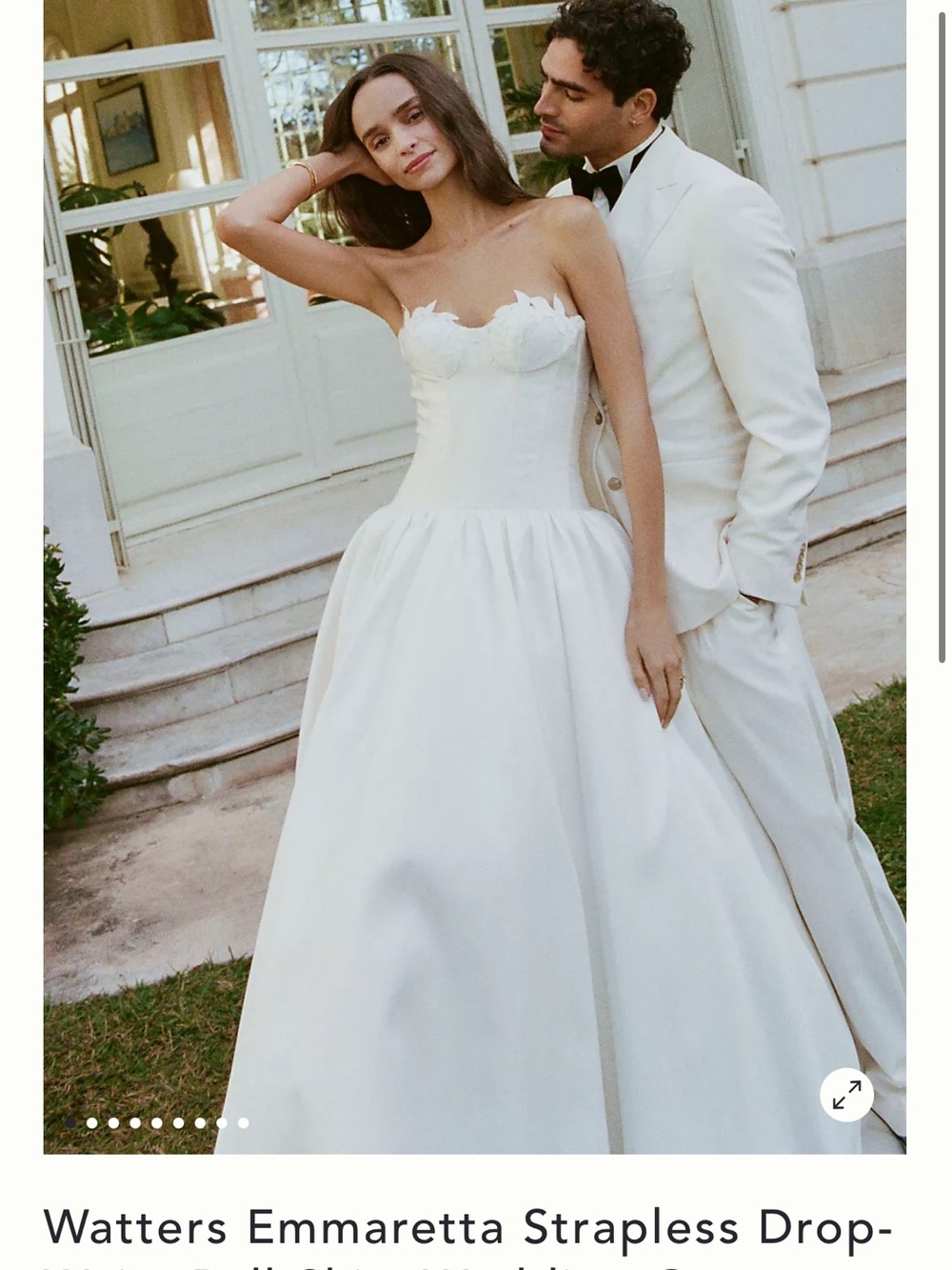Watters Strapless Drop Waist Ball Gown